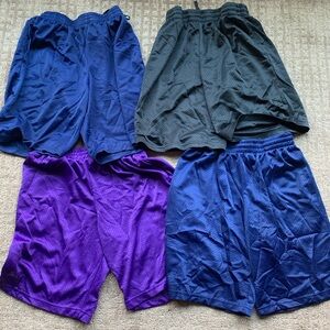 4 Boys Large size Starter Mesh Shorts in black, navy and purple.